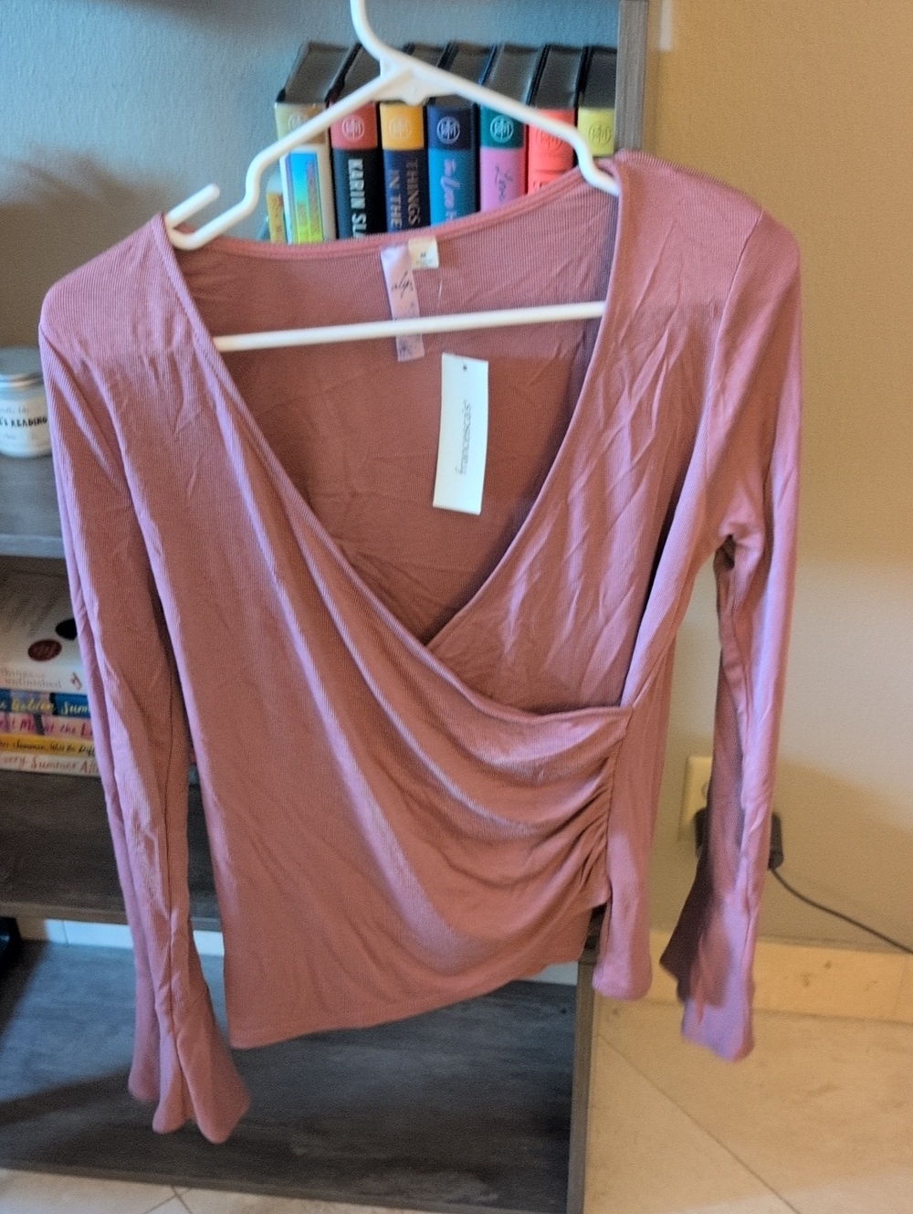 Alya Mauve Wrap-Style Long Sleeve Top